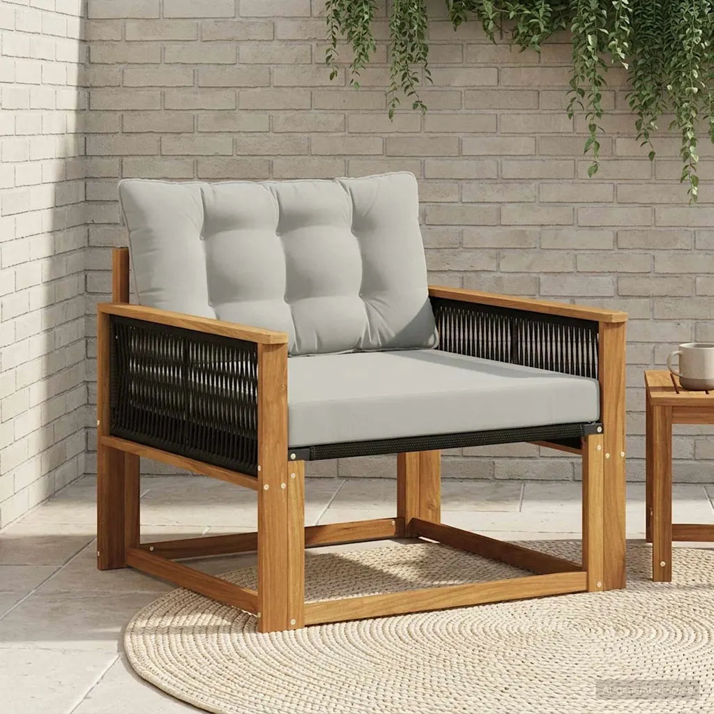 Set di divani da esterno-Sofa da giardino Legno di Acacia Massello e Textilene 755640