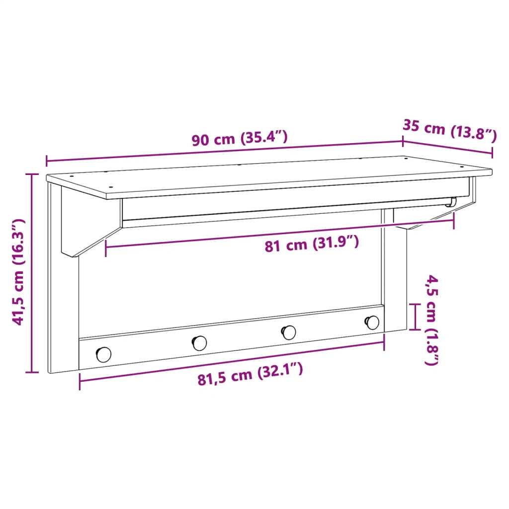 Appendiabiti HILL Bianco e marrone miele 90 x 35 x 41,5 cm CFW6557978