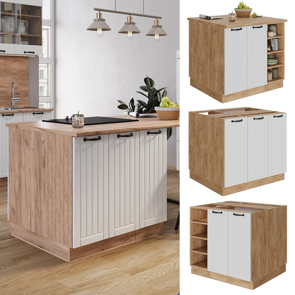 Vicco isola cucina Bianco casa di campagna 90 cm con cassetto, senza piano di lavoro