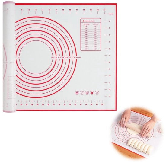 Mat di Silicone per Fornitura con Dimensioni - Mat per Forno - Mat per Impasto - Mat per Forno - Cottura - Cucina - Riciclabile - per la Preparazione di Torte, Pizze, Biscotti e Fondant