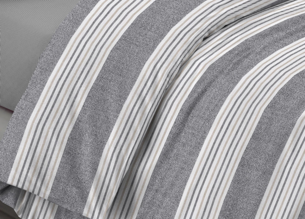 Sacco Copripiumino Piumone Letto In 100% Cotone Made Italy Vari Disegni RP - 1 Piazza - Righine Grigio