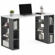 Scrivania Libreria 6 Ripiani Tavolo Porta Computer Casa Ufficio Bianco Antracite