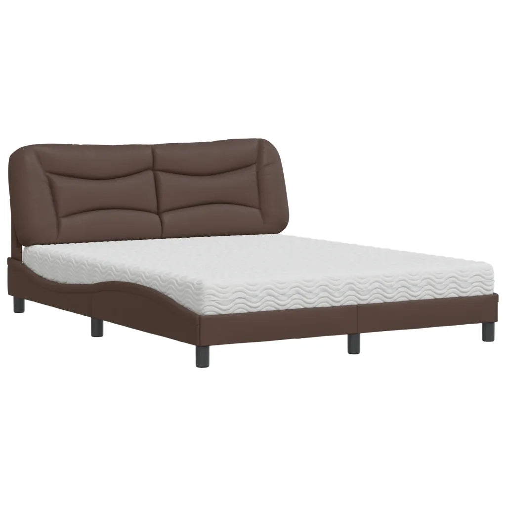 Letto con Materasso Hvar Marrone 160x200cm in Similpelle 3208733