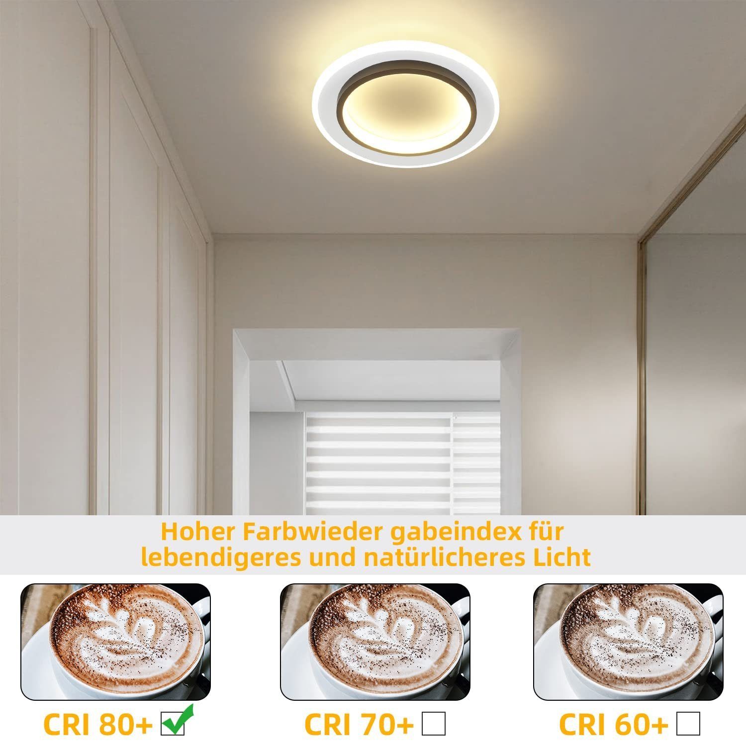 ZMH Lampada da soffitto LED design moderno bianco nero acrilico per soggiorno