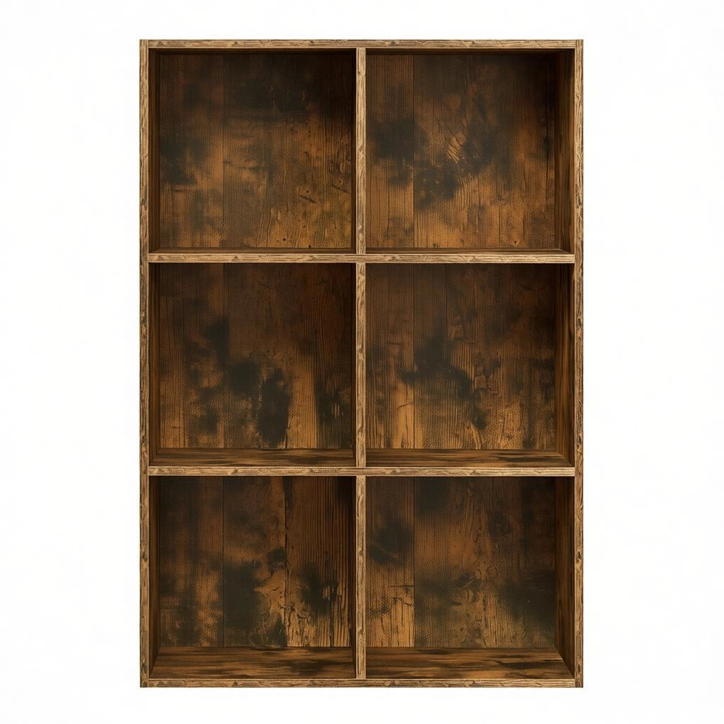Libreria a cubi 6 vani in legno ingegnerizzato color marrone rustico 59,6x89x29 cm