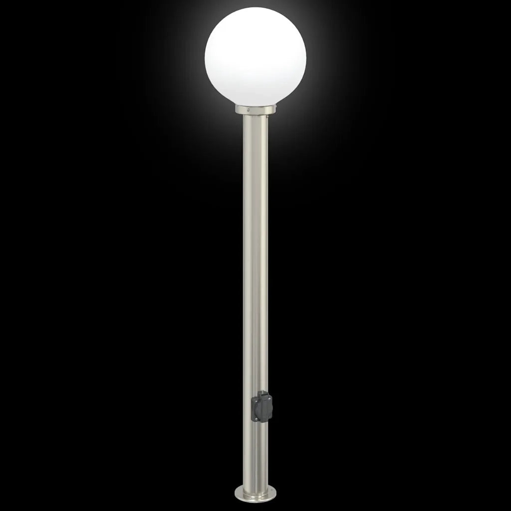 Lampada a paletto con presa elettrica 120 cm Acciaio Inox IP44 4006105