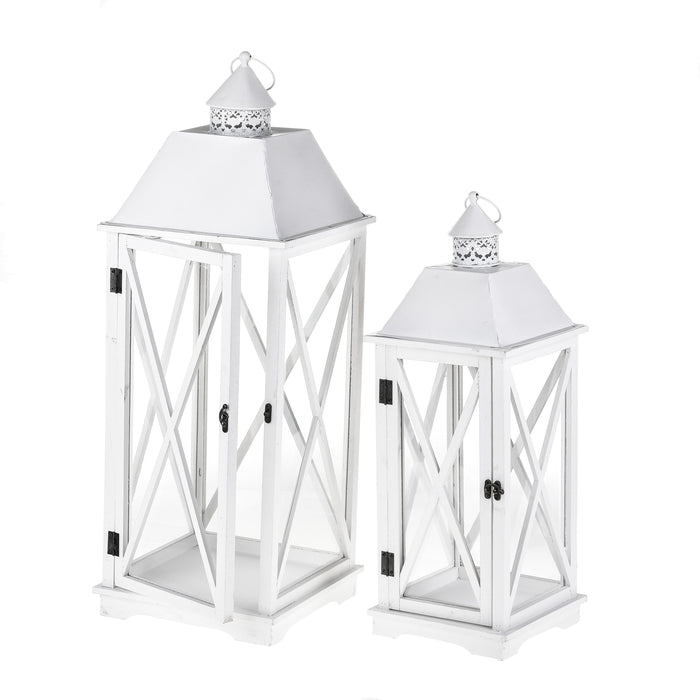 Set 2 Lanterna in Legno H 80 cm