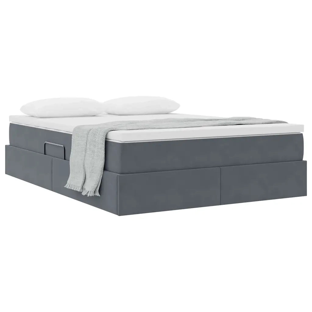 Letto con contenitore e materasso Grigio scuro 140 x 200 cm