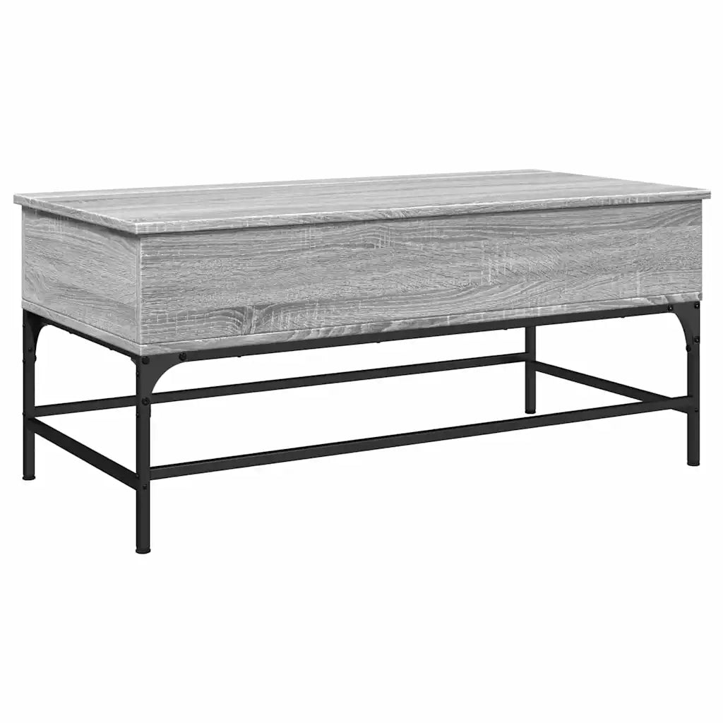 Tavolino Grigio Sonoma 100x50x45 cm Legno Multistrato e Metallo 845399