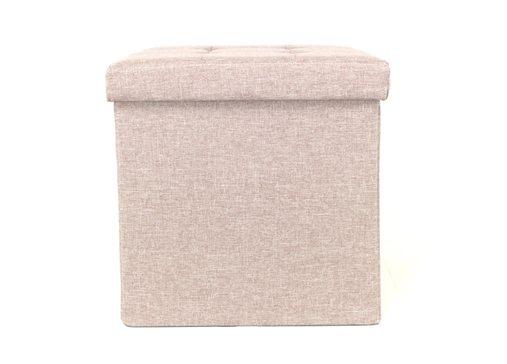 Pouf Contenitore Imbottito Pieghevole Modello Liner Colore Caffelatte