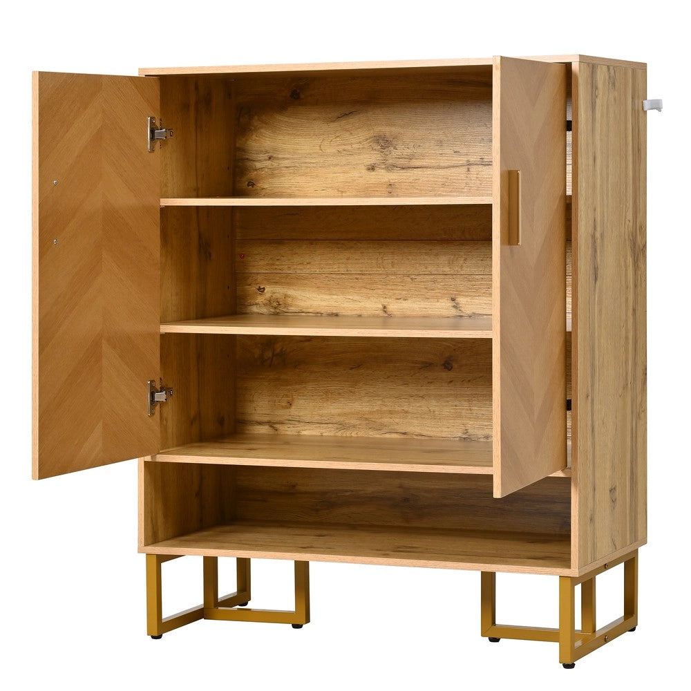 Scarpiera Slim 2 Ante ¨C MINIMAL ¨C Legno con Cornice Metallo Dorato