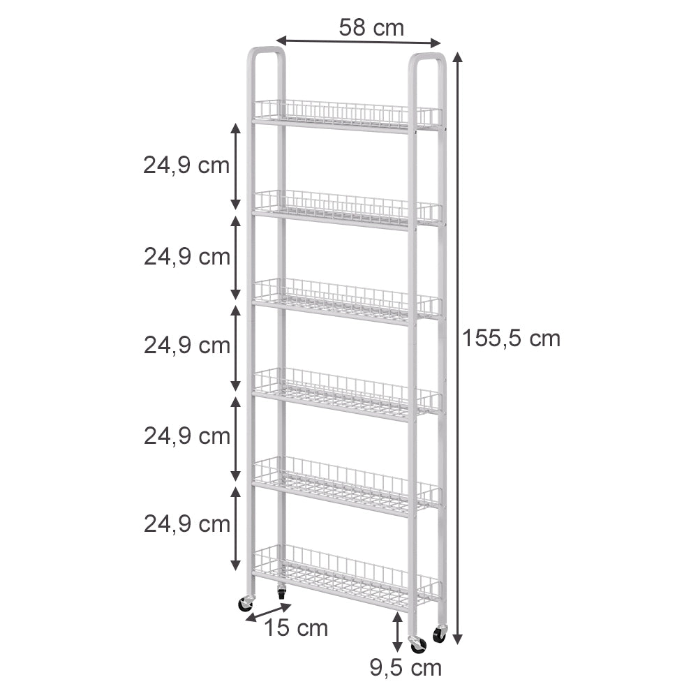 Vicco Piedistallo mobile Bianco 58 x 15 cm con 6 scomparti