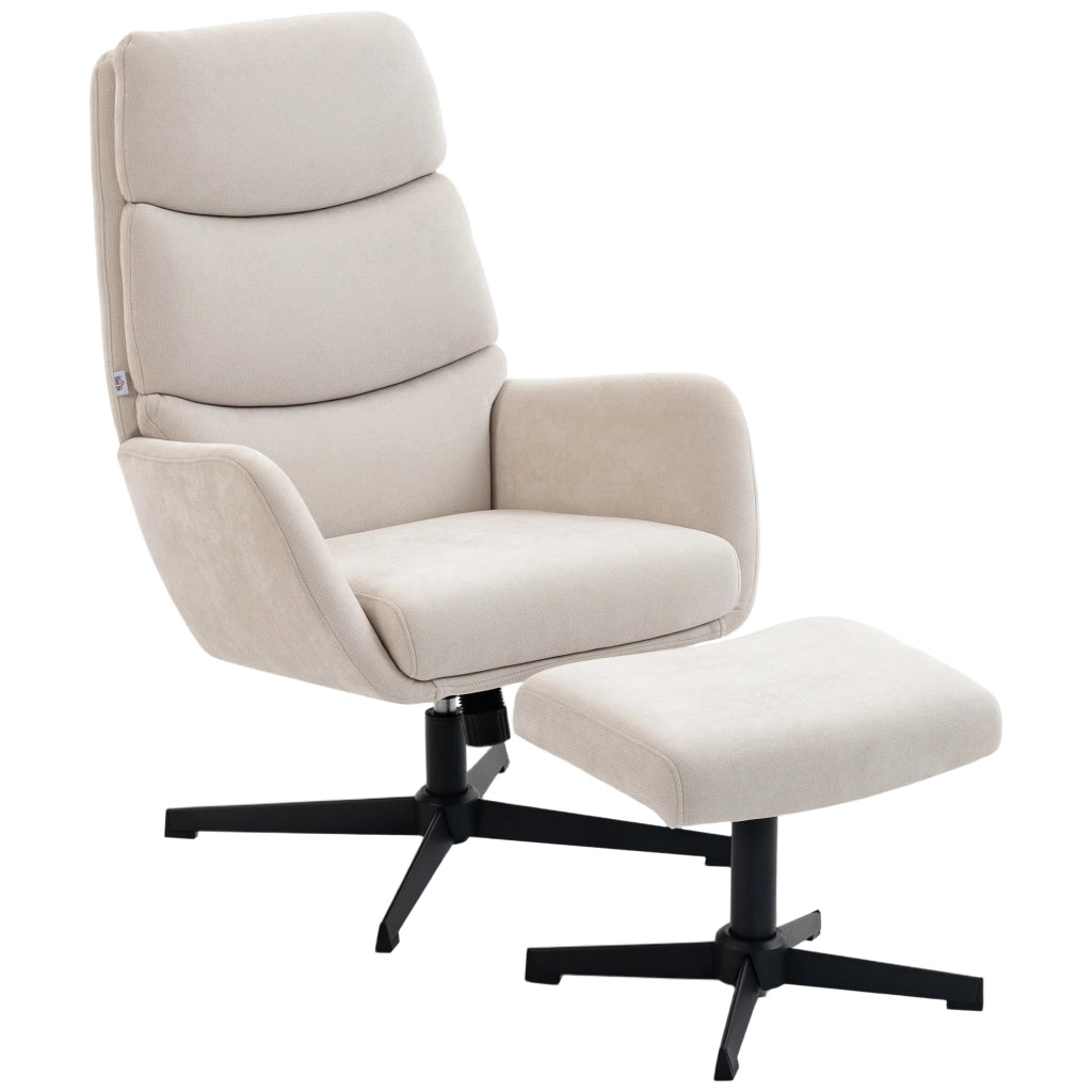 Poltrona con Poggiapiedi ¨C Xylo ¨C Schienale Alto Tessuto Beige Base Metallo