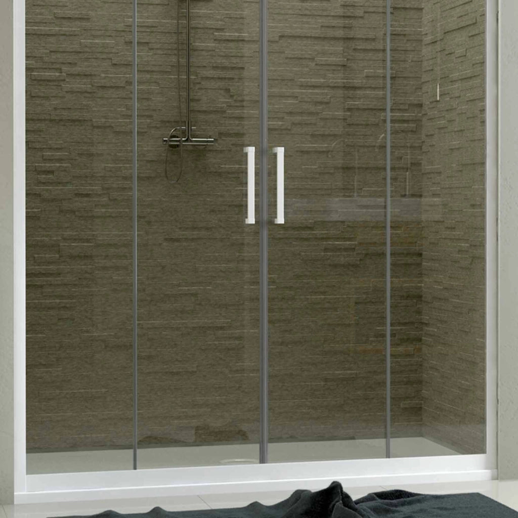 Porta Doccia Nicchia in PVC 120 CM H 200 Vetro Trasparente Profilo Bianco mod. Star 2 Ante