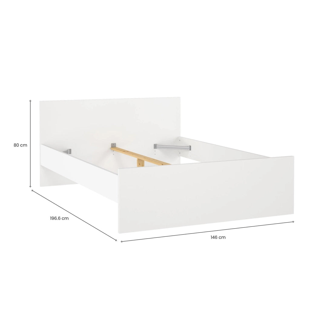 Letto piazza e mezza Gustava, Sommier per camera da letto, Giroletto per stanza, Struttura porta materasso, 197x146 h80 cm, Bianco