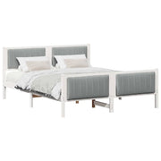 Letto matrimoniale | Letto per adulti | Struttura del Letto Bianco e grigio chiaro 150 x 200 cm