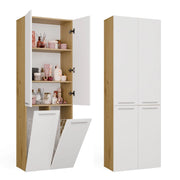 Mobile bagno NEL 2k DD scaffale colonna 2 kosze per bucato bianco rovere artisan