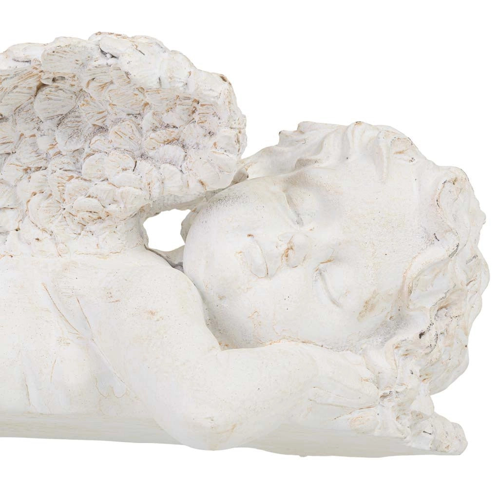 Statuina decorativa a forma di angelo in resina bianca, 34x19x15,5 cm