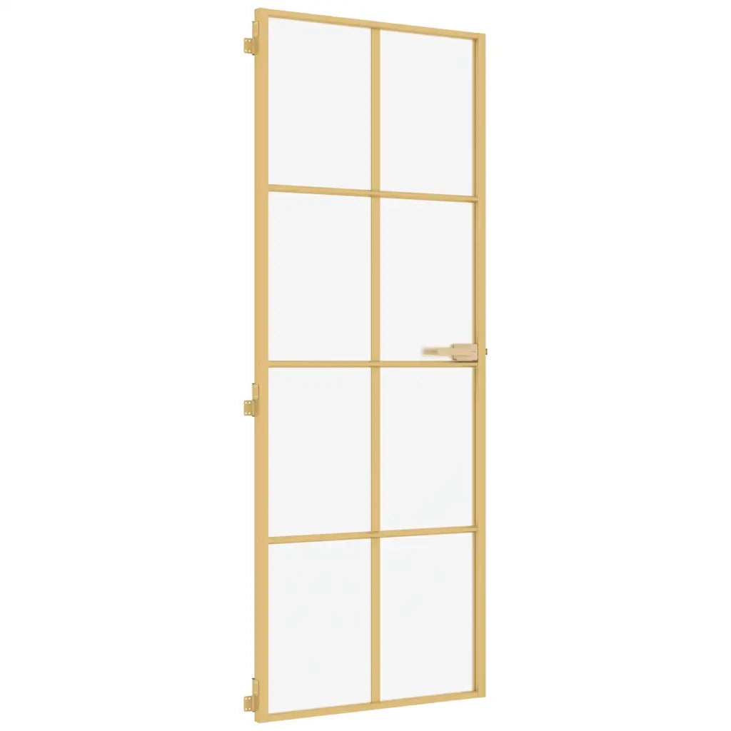 Porta Interni Sottile Oro 76x201,5cm Vetro Temperato Alluminio 155144