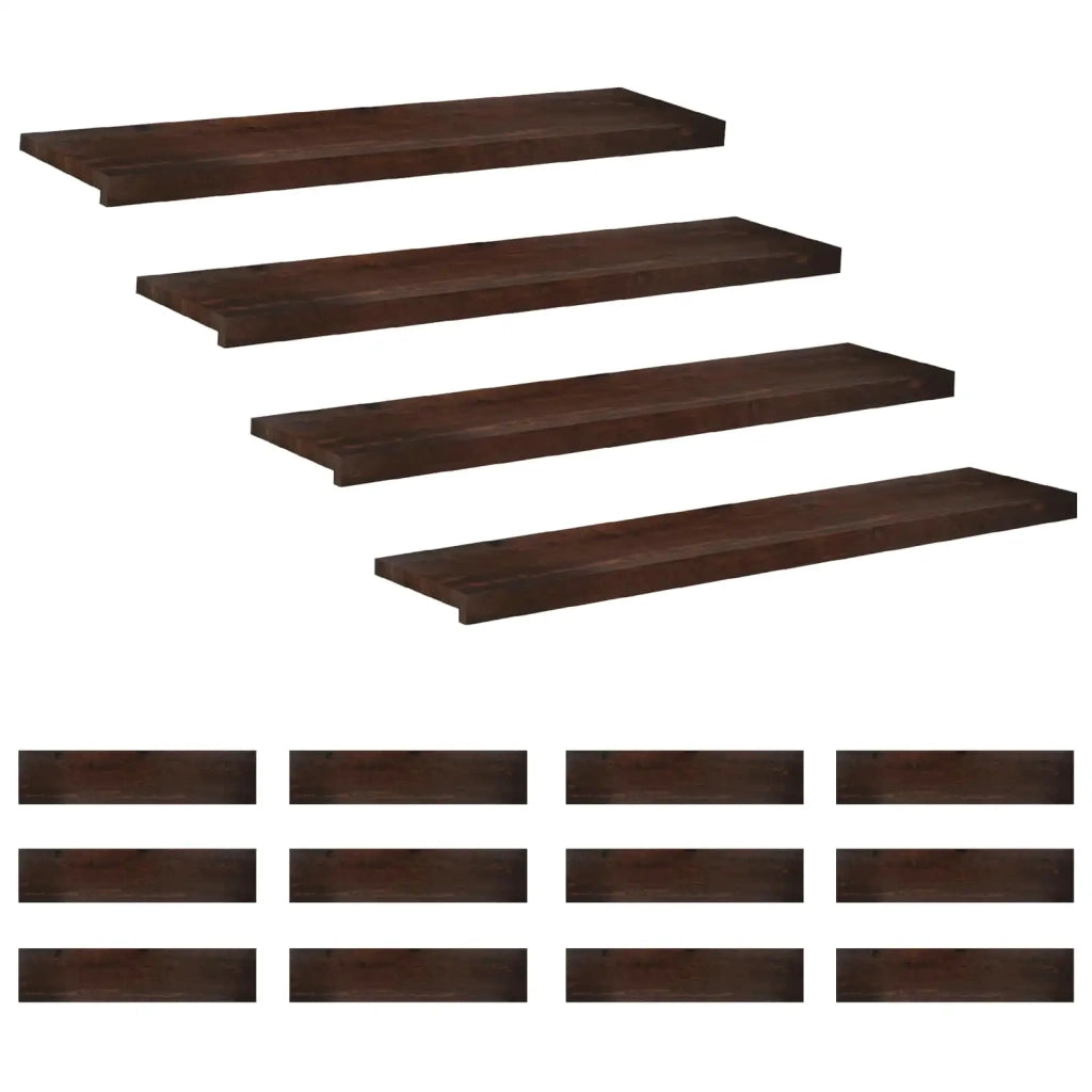 Tappeti per scale 16 pz 110 x 30 x 2 cm Marrone Scuro 3446458