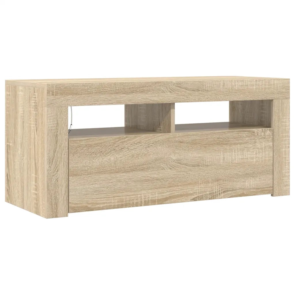 Mobile Porta TV con Luci LED Rovere Sonoma 90x35x40 cm 804322