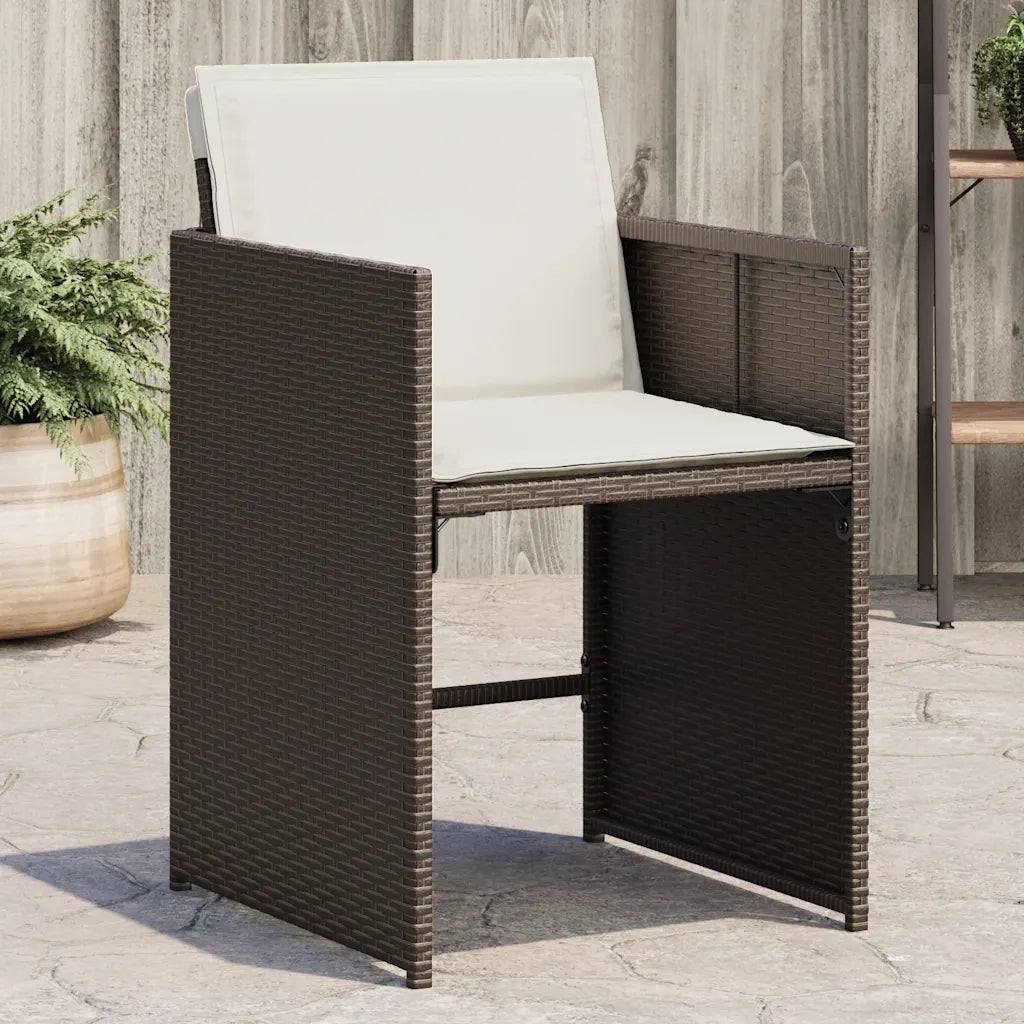 Sedie da Giardino con Cuscini 4 pz | Sedie da Esterno Marroni in Polyrattan