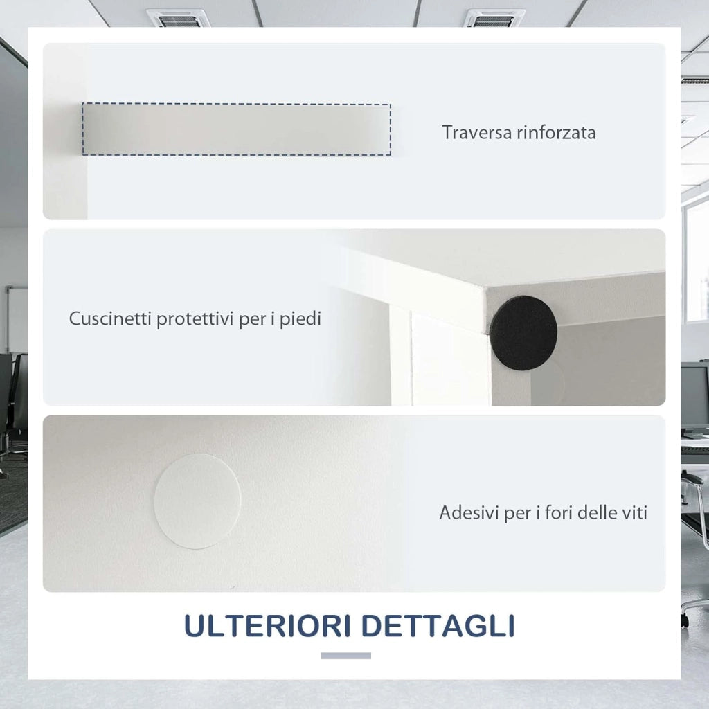 Scrivania per Computer con 4 Cassetti, Scrivania Porta PC in Legno con Ampio Piano, Scrivania Moderna e Semplice per Casa, Ufficio e Studio, Portata 95 kg, 110 x 60 x 76 cm, Bianco