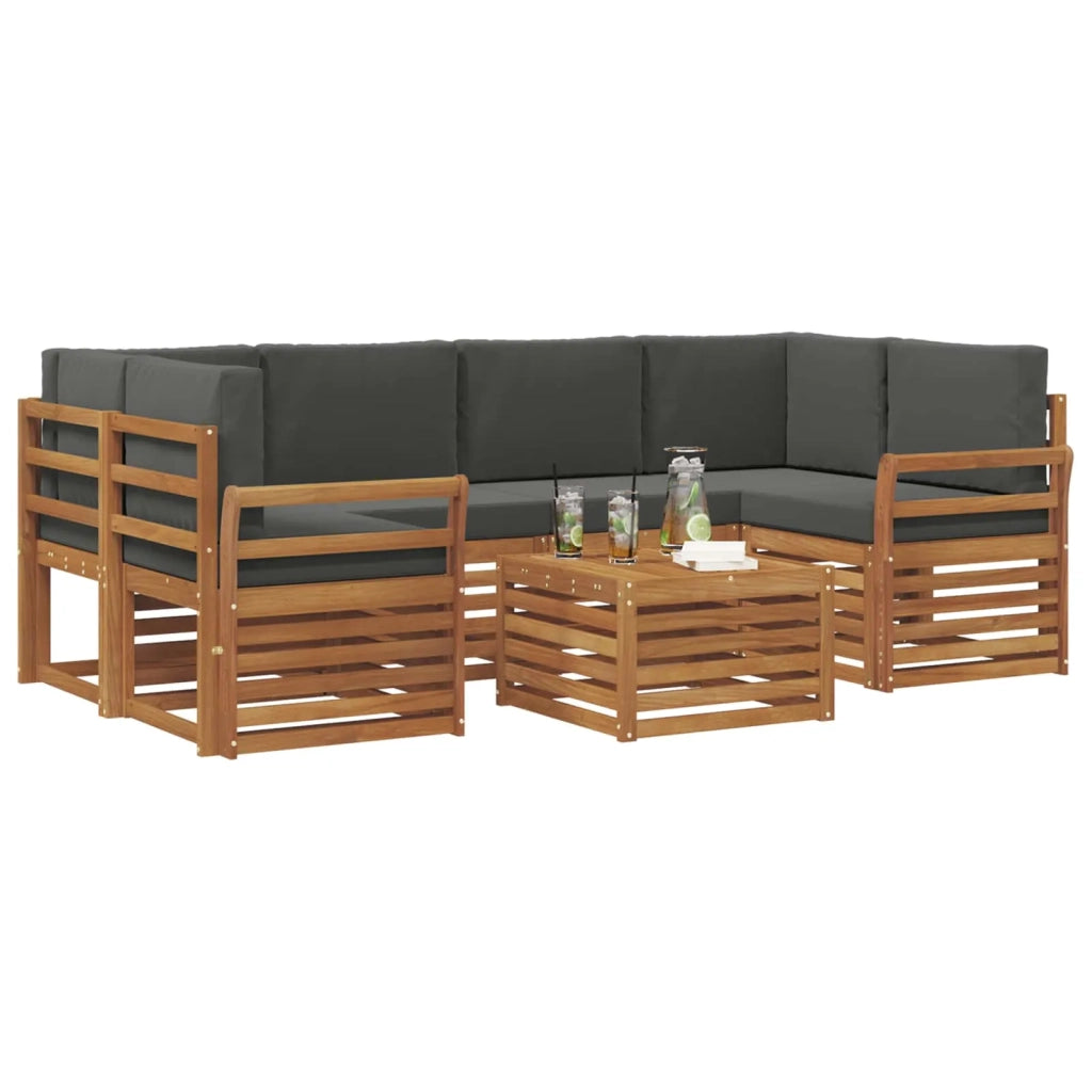 Set di divani da esterno con cuscino 7 pcs Naturale e Antracite 3374452
