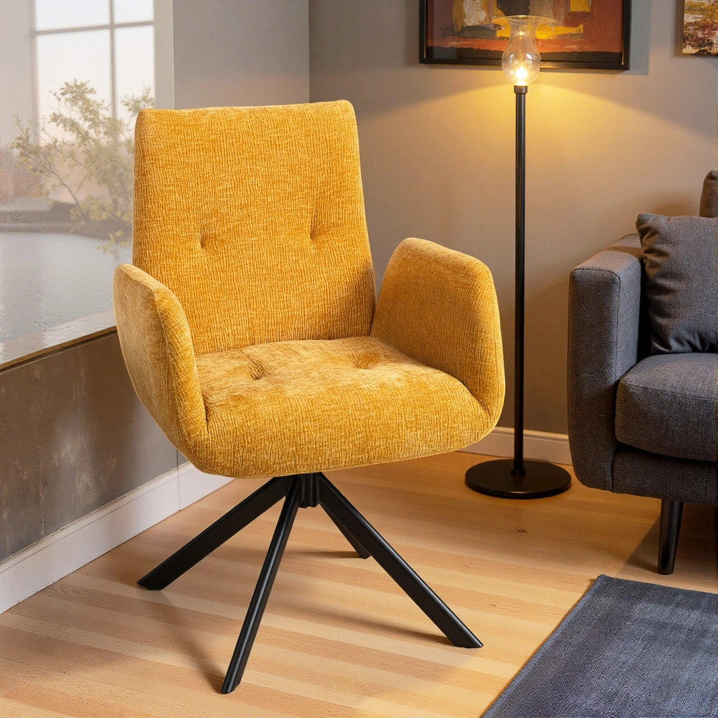 Poltrona girevole moderna ¨C Xylo ¨C tessuto giallo, fino a 120 kg