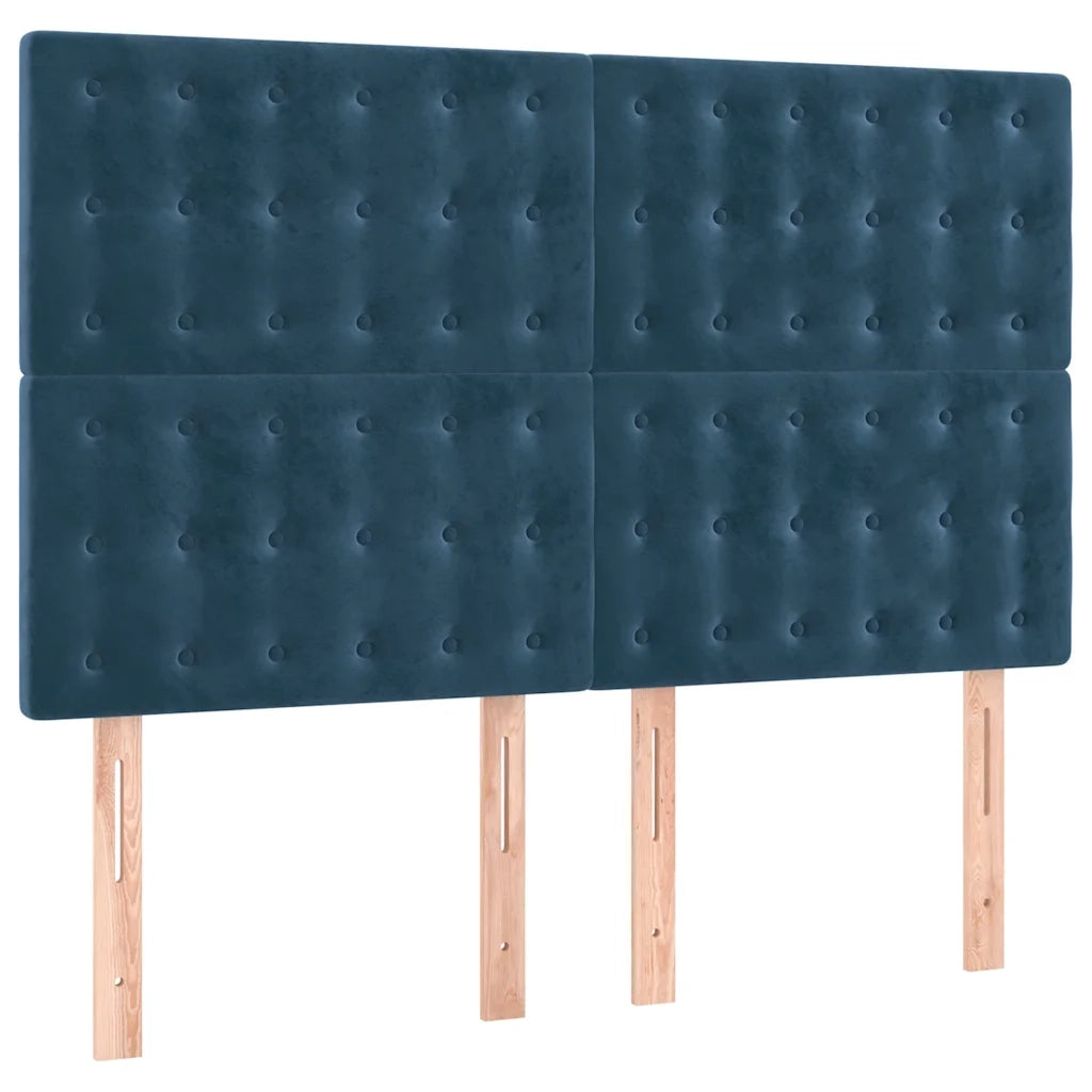 Giroletto a Molle con Materasso Blu Scuro 140x200 cm in Velluto 3138089