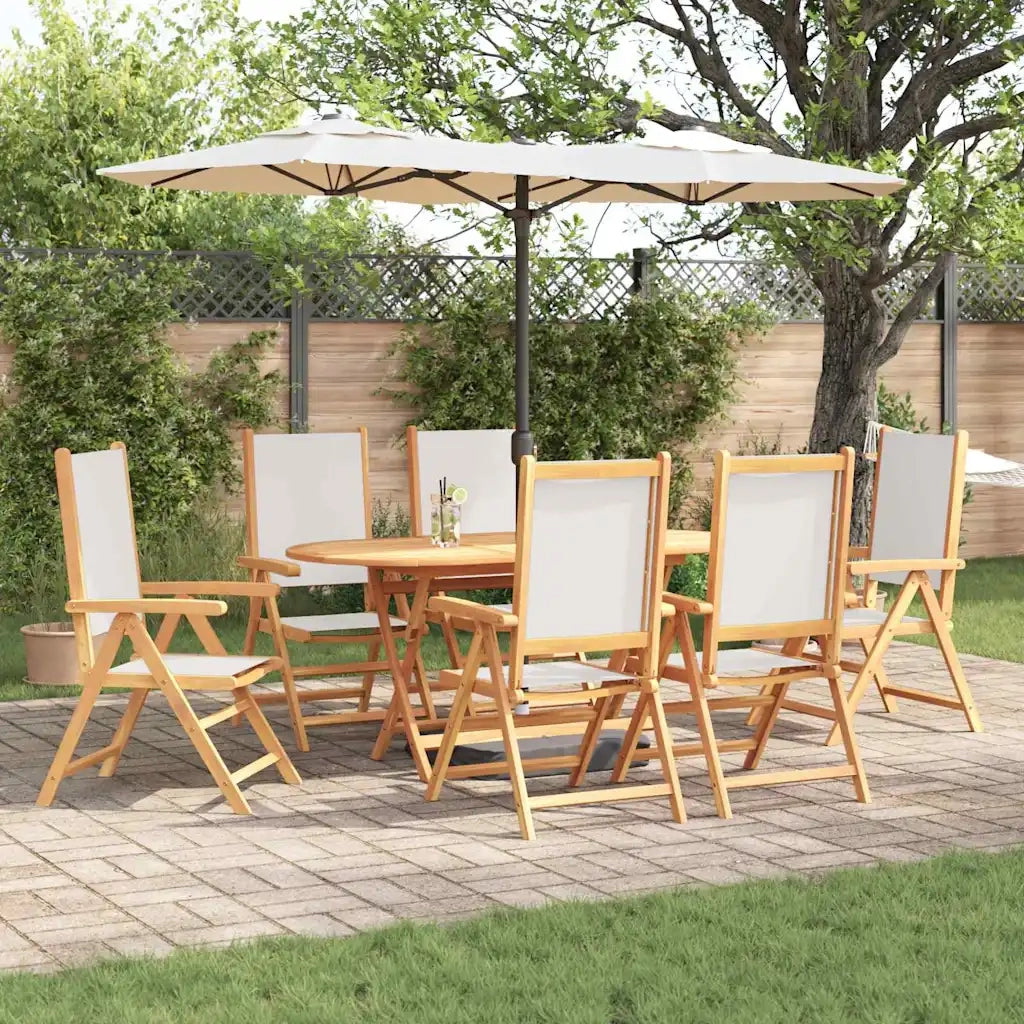Set da Pranzo per Giardino 7 pcs Bianco Crema