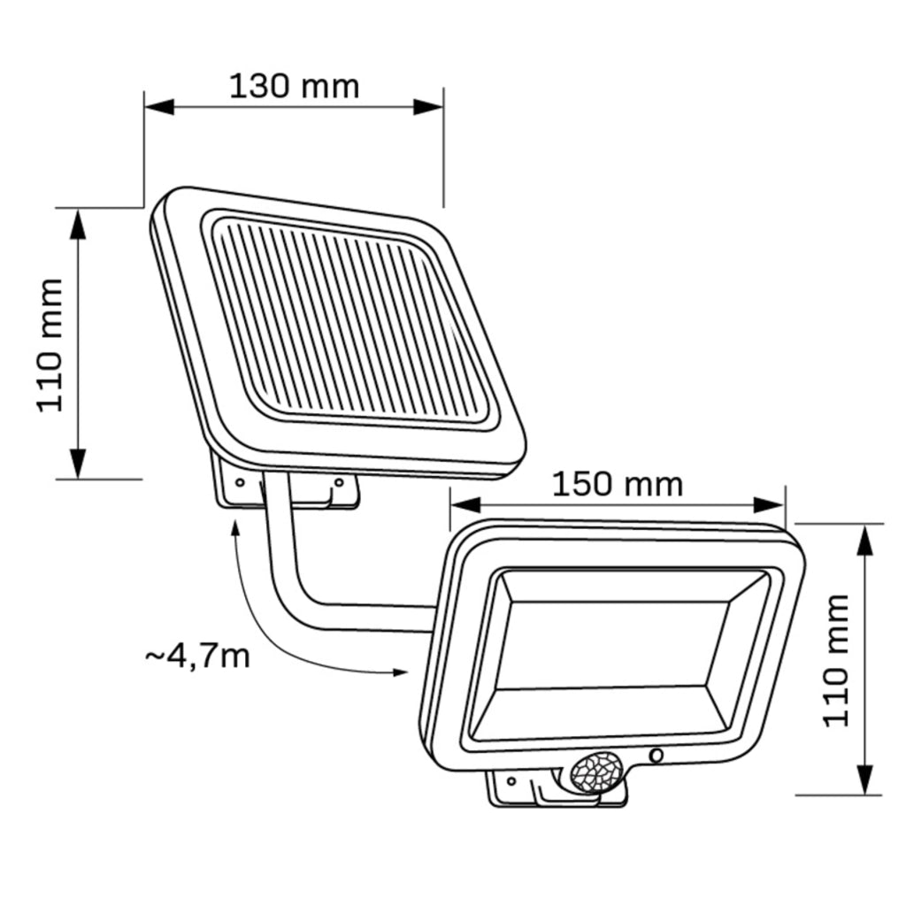 Faro LED solare 1W PIR 6000K 220lm IP44 DUO nero Polux