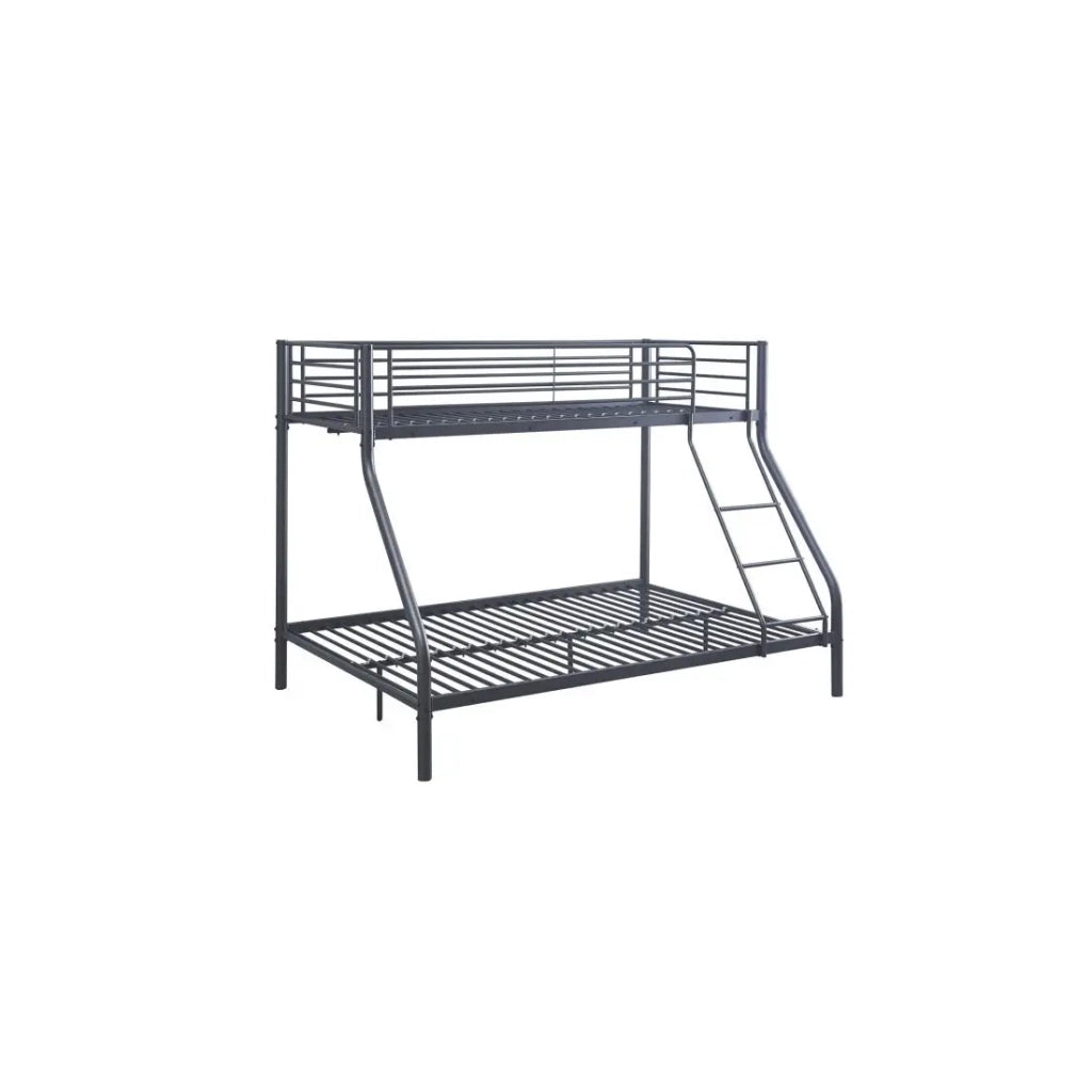 Letto a castello in metallo SAMMY - 90x200 & 140x200 cm - Grigio scuro - Rete inclusa