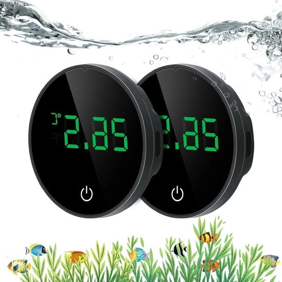 Termostato acquario 2 pezzi ricaricabile °F / ℃ regolabile schermo touchscreen led per acquari contenitori in vetro e vasche da bagno