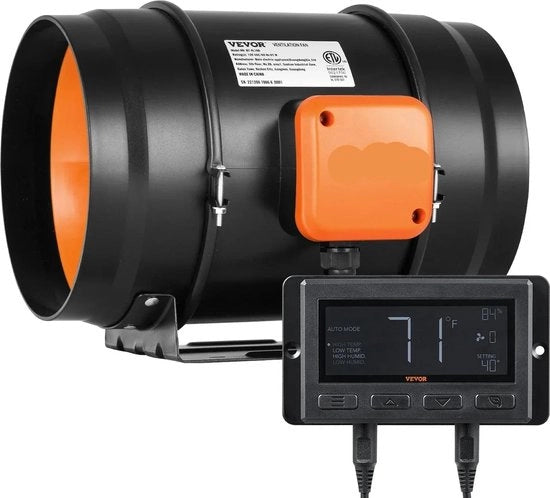Ventilatore di canna - Ventilatore di scarico - Ventilatore - con regolatore di temperatura e umidità - Ventilatore di scarico - per bagno domestico - EC 4 pollici