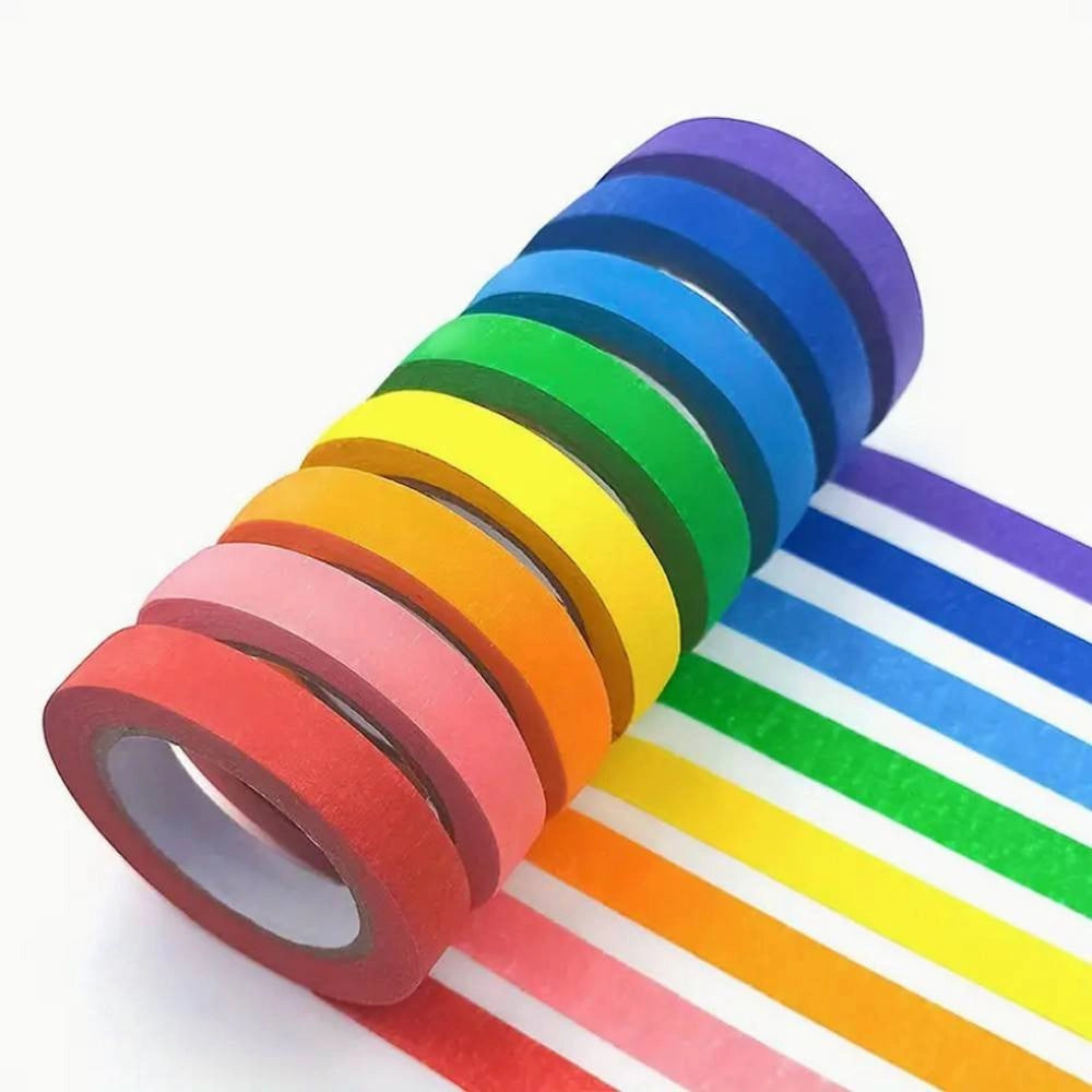 Trade Shop - Set 6 Rotoli Nastro Carta Gommata Colorata 25mmx15mt Adesivo Protezioni Pittura -