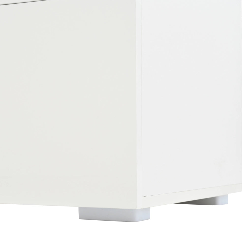 Vetrina con LED, 3 ante in acrilico, 1 cassetto e 6 vani, per soggiorno, in MDF e vetro, bianco, 60 × 40 × 173 cm