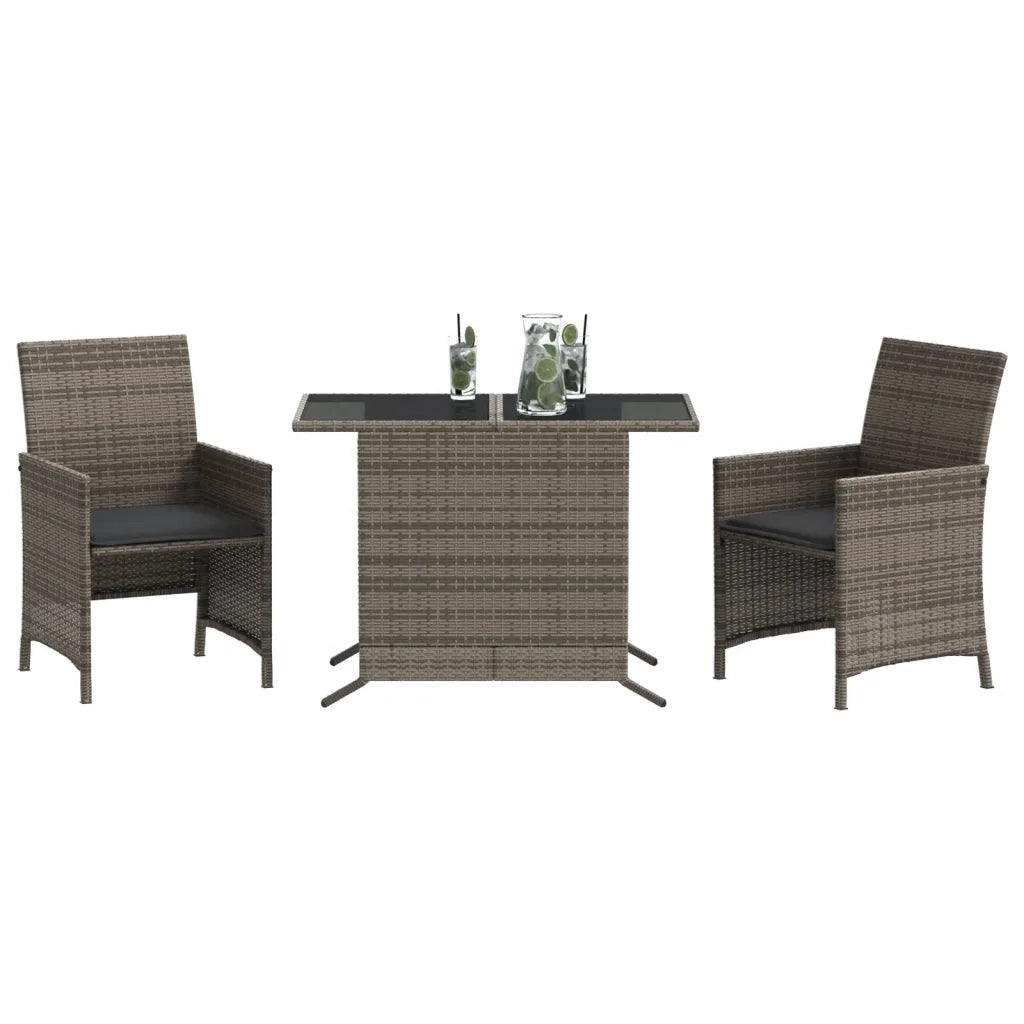 Set da BistrÃ² 3 pz con Cuscini Grigio in Polyrattancod mxl 89630
