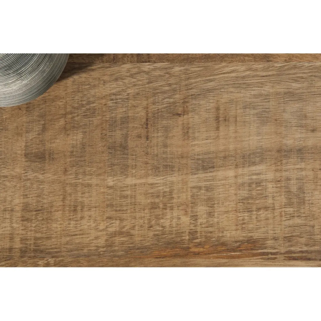 Tavolino LODEN 100 cm in legno massiccio di mango con vani contenitori e metallo nero - stile industriale