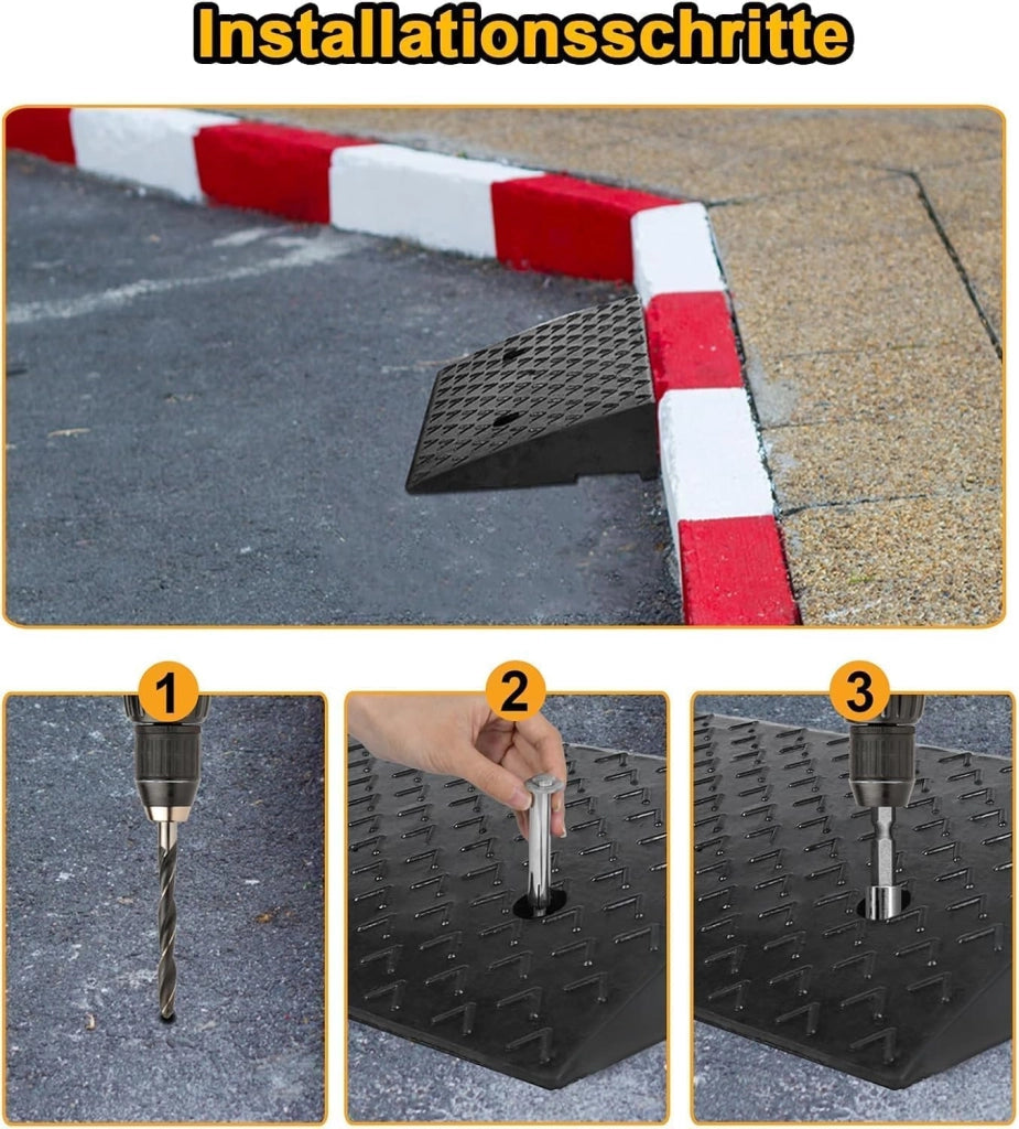 Set di 4 rampe per soglia in gomma, 10 cm, portatili, con superficie antiscivolo, per auto, sedia a rotelle