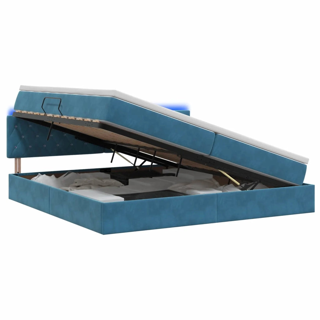 Letto con contenitore LED e materasso Blu Scuro 200 x 200 cm 3459214