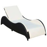 Lettino prendisole sedia a sdraio lettino prendisole letto da giardino mobili da esterno per patio con cuscino resina intrecciata nera 02_0012526