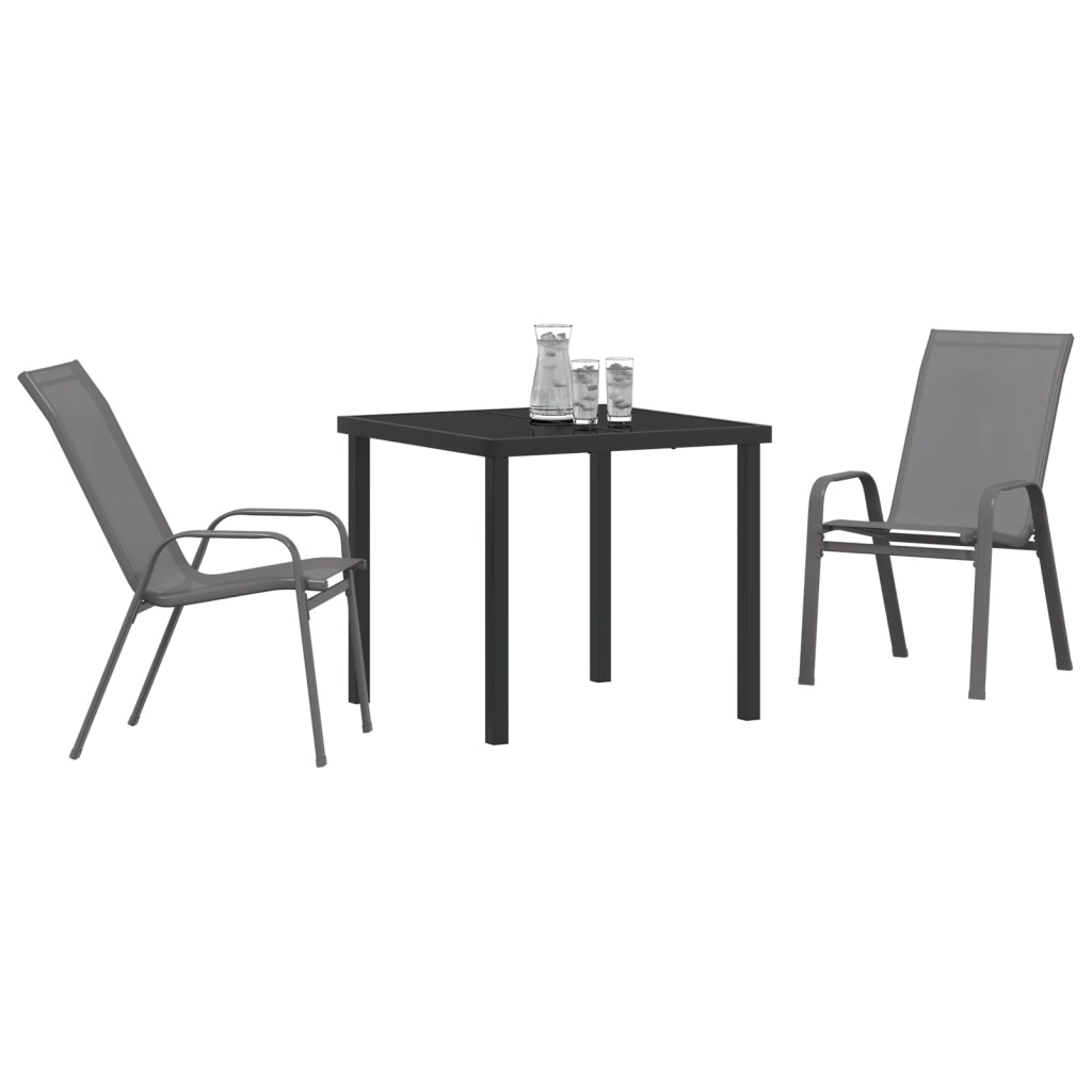 Set pranzo giardino  3 pezzi grigio Textilene e acciaio