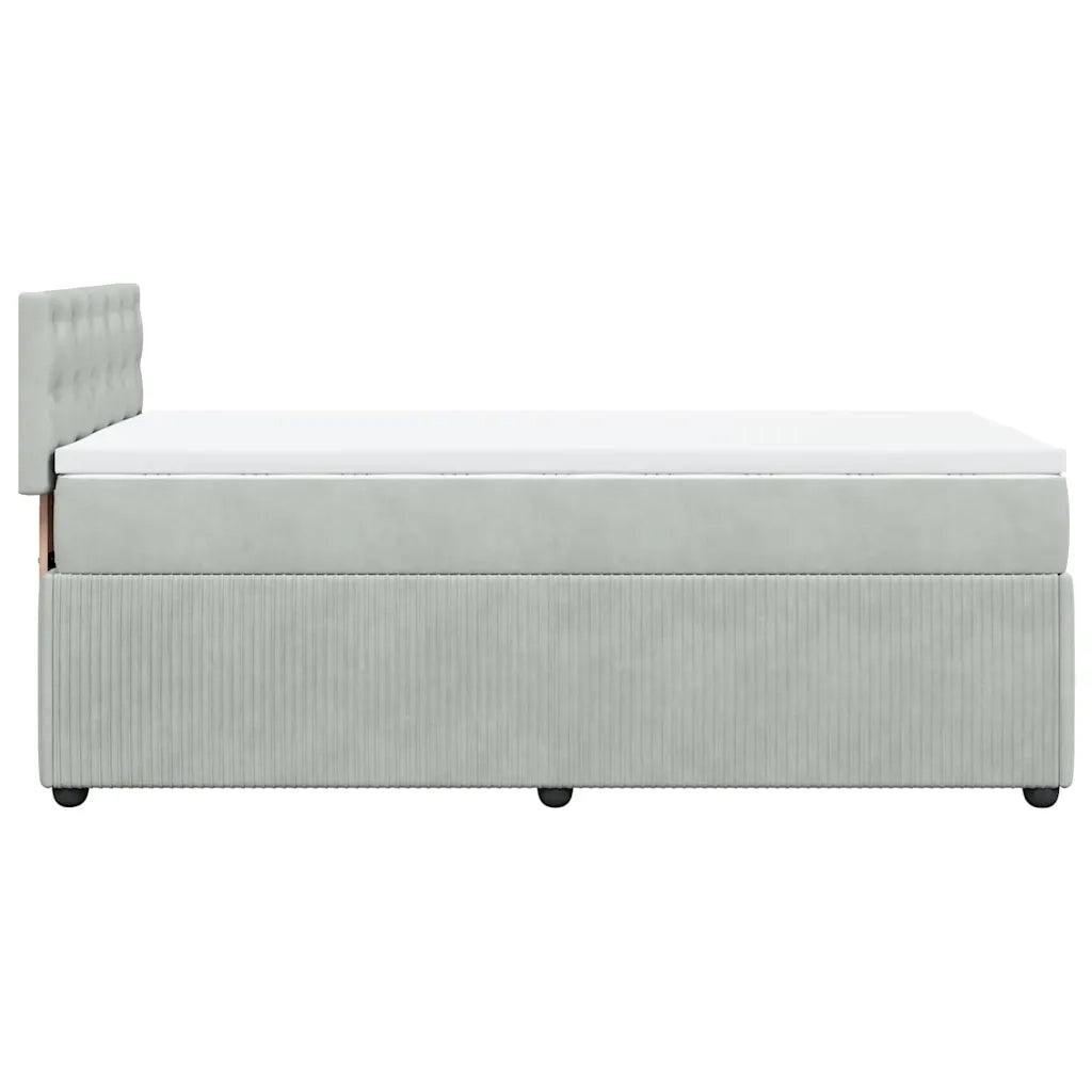 Giroletto a Molle con Materasso Grigio Chiaro 90x200 cm Velluto