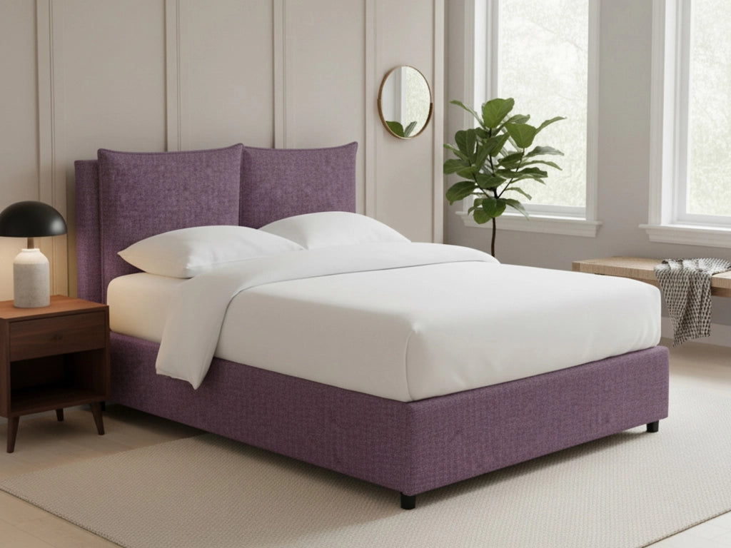 Liskeard, Letto Matrimoniale Sfoderabile Made in Italy, Viola Lilla