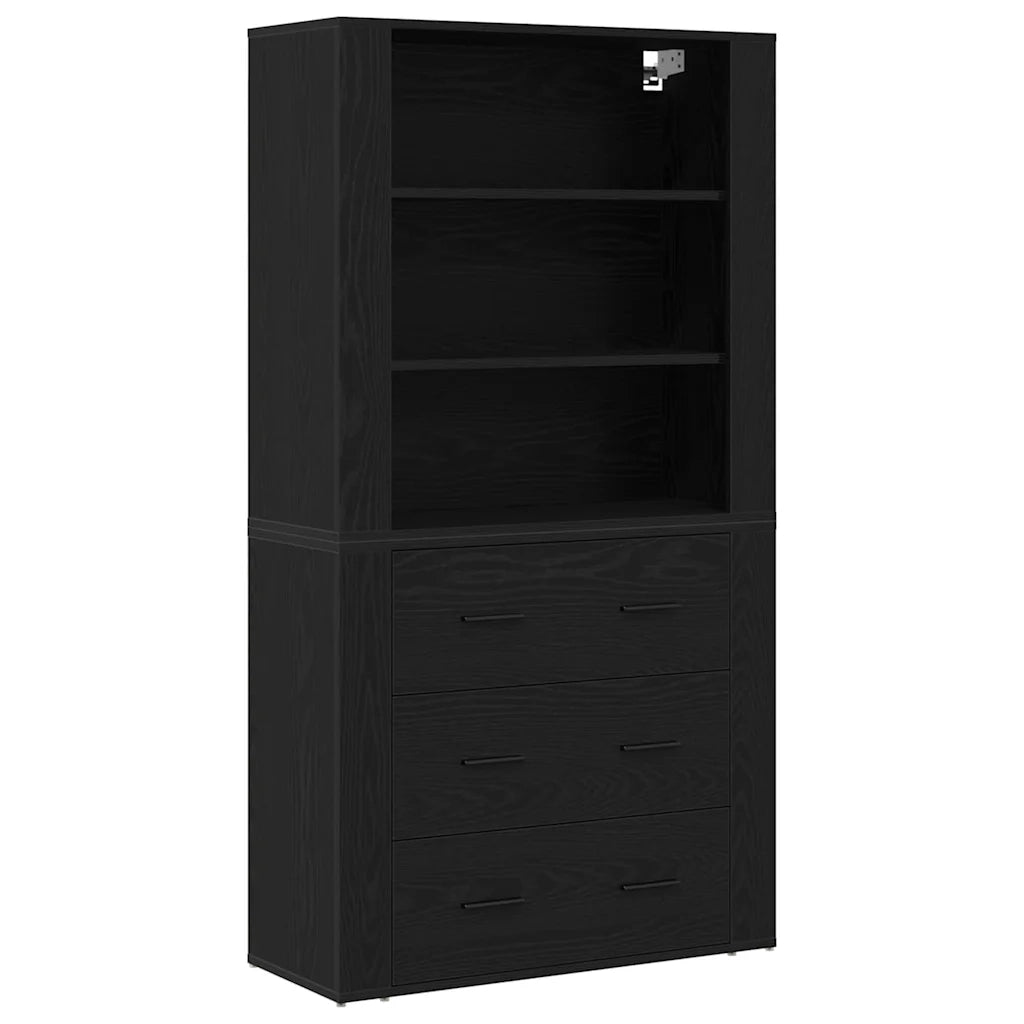 Credenza | Madia | Buffet da pranzo | Armadio da pranzo Rovere Nero 80 x 33 x 150 cm Legno multistrato