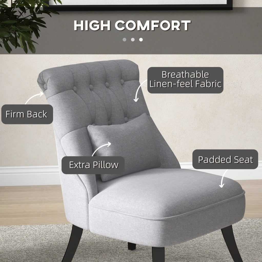 Poltrona relax 52，5x69x77 cm in lino grigio con cuscino lombare