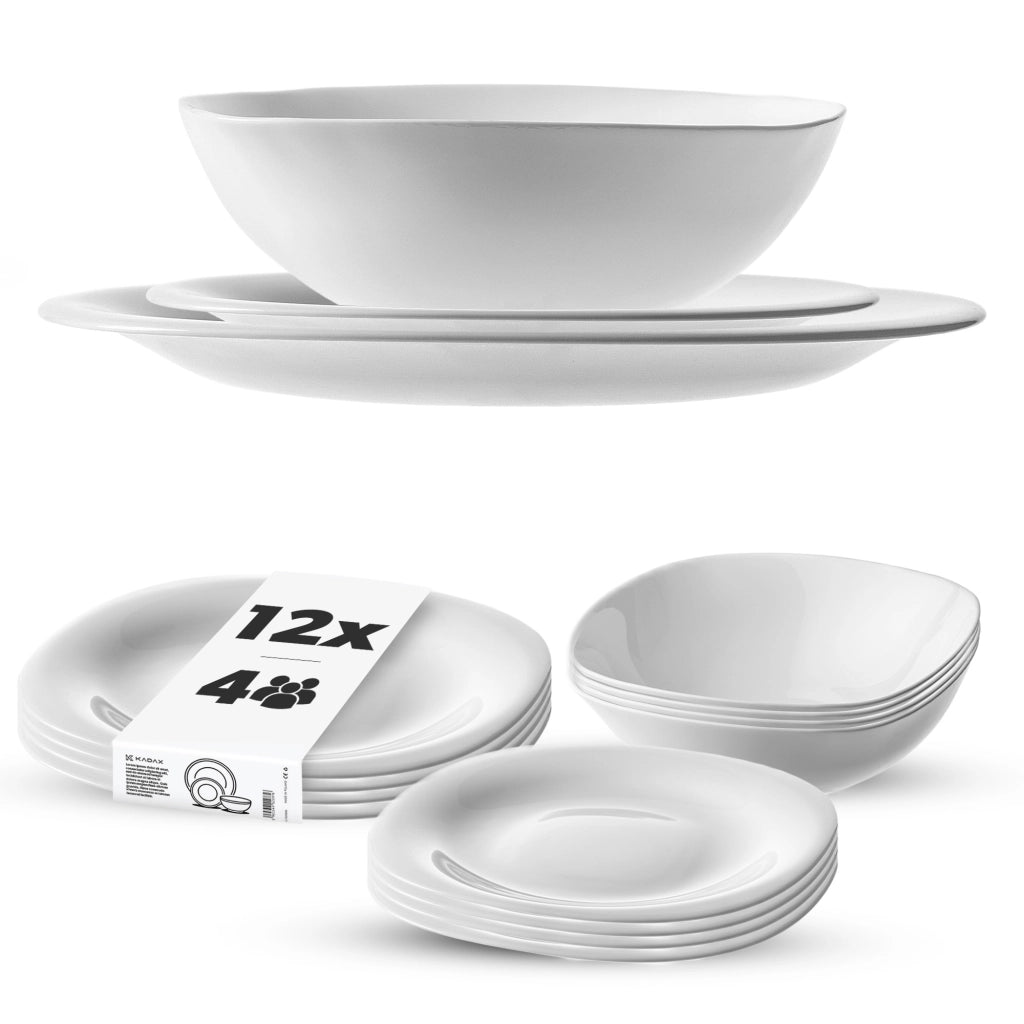 Set di stoviglie KADAX da 12 piatti, colore bianco