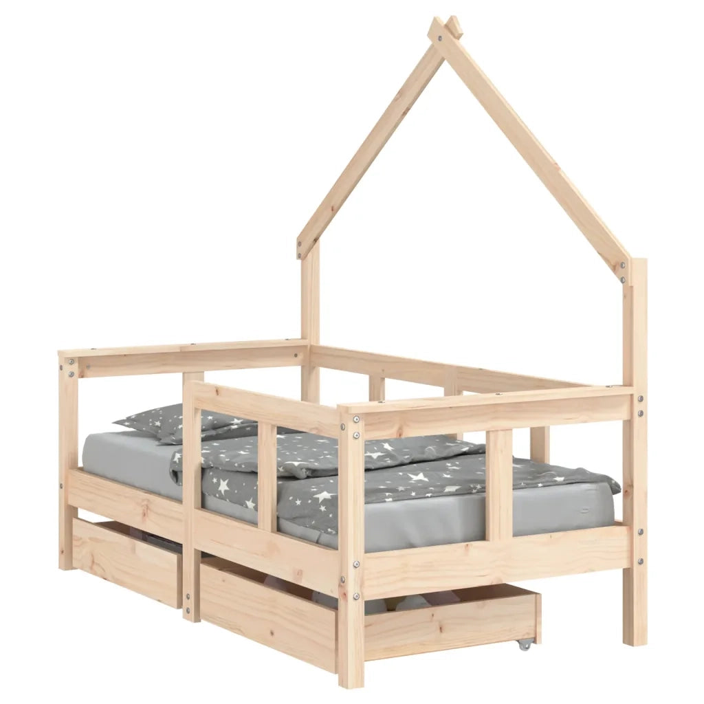Giroletto Bambini con Cassetti 70x140 cm Legno Massello di Pino