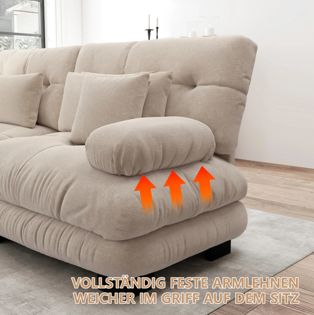 Divano modulare in chenille con seduta profonda; Light Coffee